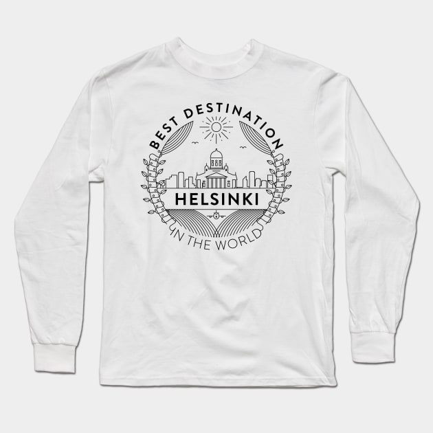 Helsinki Minimal Badge Design Long Sleeve T-Shirt by kursatunsal